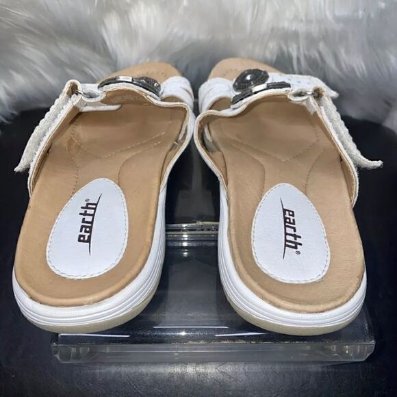 Earth Papaya White Leather Slide Sandals Size 6.5B - Picture 4 of 8